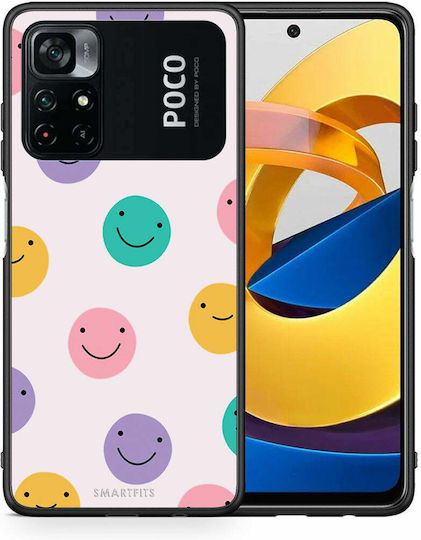 Smartfits Smiley Faces Umschlag Rückseite Kunststoff Mehrfarbig (Poco M4 Pro) 7381528019099_42445380616347