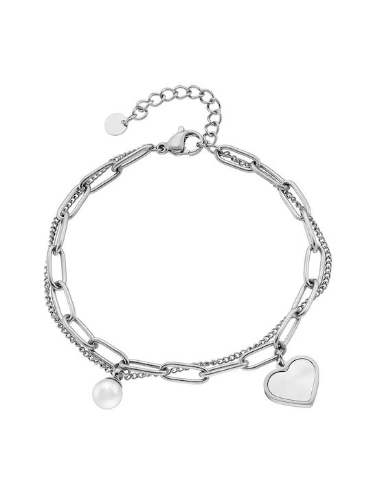 Oxzen Bracelet Chain with design Heart made of Steel