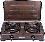 Calfer Gas Liquid Gas Countertop Double Burner Brown