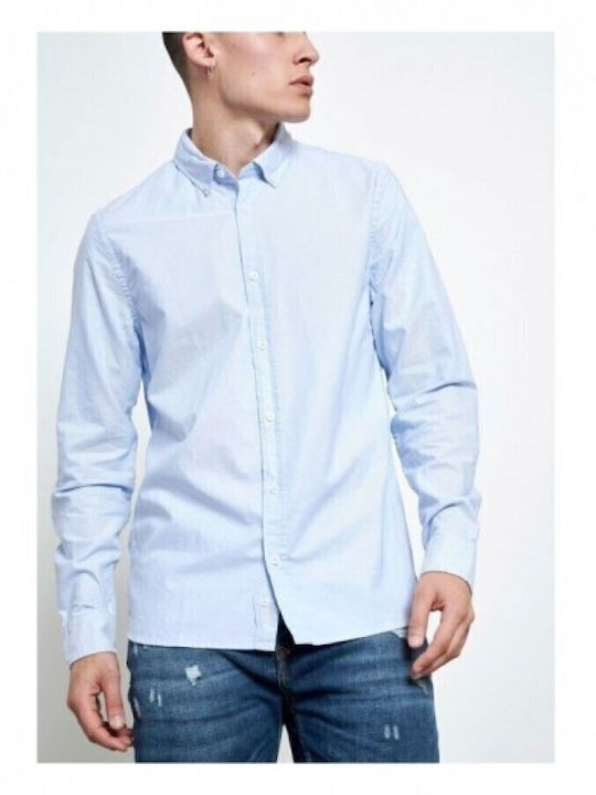 Long Sleeve Cotton Shirt in Regular Fit Light Blue