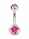PS Silver Bauchnabelpiercing aus Stahl Silber / Rosa