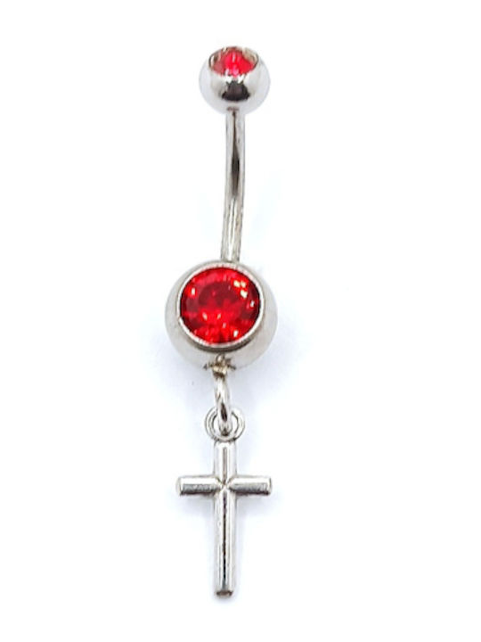 PS Silver Belly Button Piercing Made of Silver Red