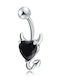 PS Silver Belly Button Piercing Earring Black Steel
