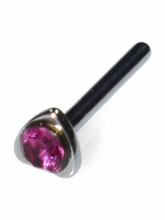 Bizoutaki Nasenpiercing aus Stahl Silber / Fuchsia