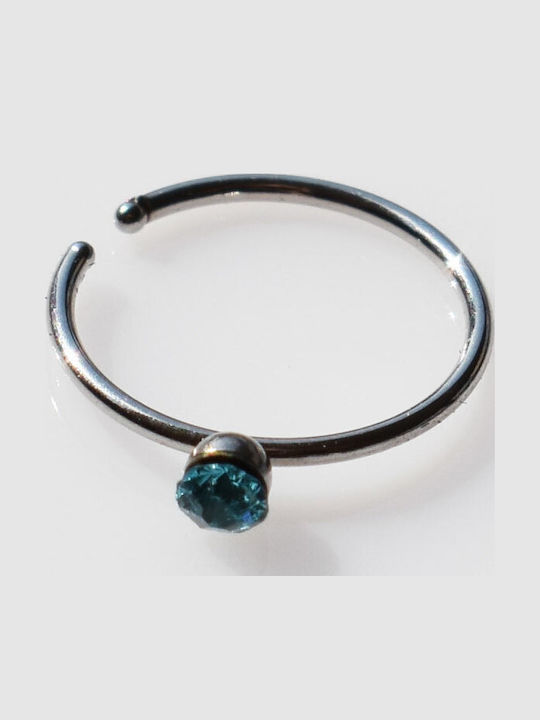 Bizoutaki Nasenpiercing aus Stahl 10mm Silber / Blau