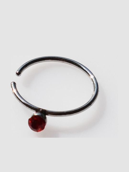 Bizoutaki Nasenpiercing aus Stahl 10mm Silber / Rot