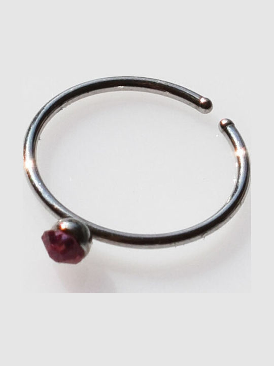 Bizoutaki Nasenpiercing aus Stahl 10mm Silber / Rot