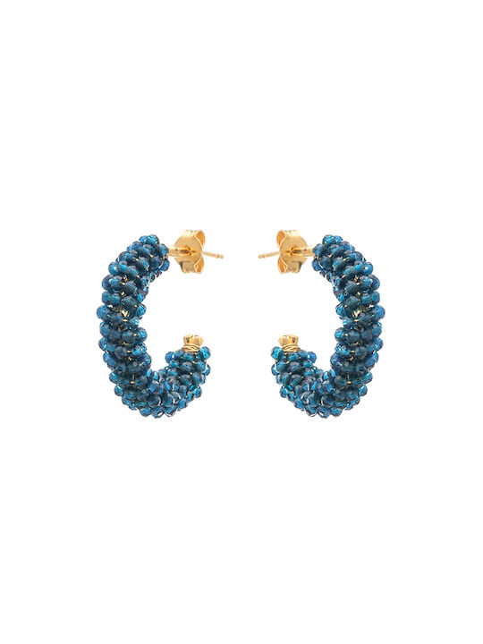 LifeLikes Earrings Hoops Gold Plated with Stones