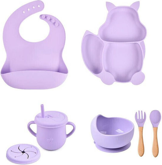 Feeding Set Squirrel made of Silicone Purple 6pcs