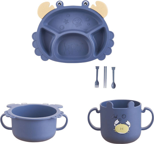 Baby Cloud Feeding Set Crab made of Barley Blue 4pcs