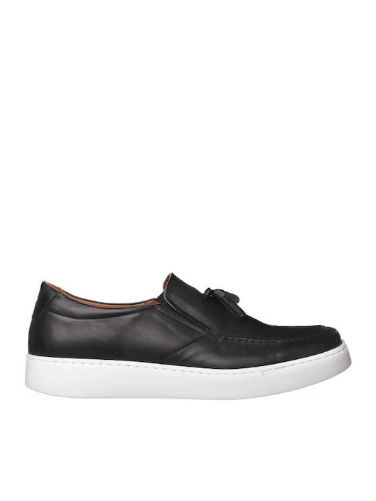 Antonio Shoes Leder Herren Mokassins Black/White