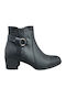 Leather Women's Ankle Boots with Medium Heel Black
