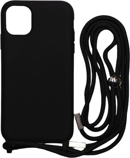 Technovo Lace Back Cover Σιλικόνης με Λουράκι Μαύρο (iPhone 8 Plus / 7 Plus)