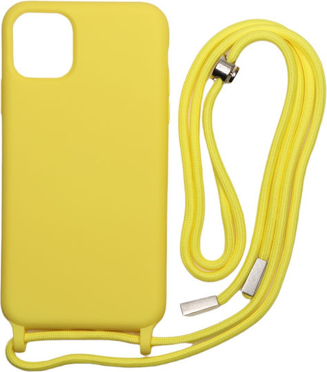 Technovo Lace Back Cover Σιλικόνης με Λουράκι Κίτρινο (iPhone 12 mini)