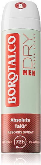 Borotalco Men Dry Absolute TalQ Amber Scent Αποσμητικό 72h σε Spray 150ml
