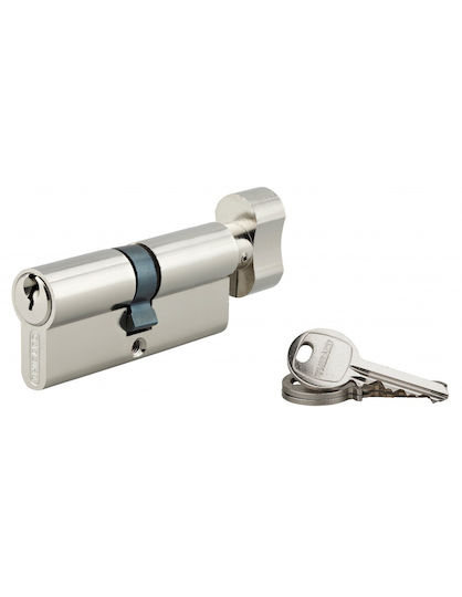 Thirard Zylinderschloss Sicherheits 80mm (40-40) mit Knauf und 3 Schlüssel Silber