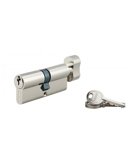Thirard Lock Cylinder 70mm (30-40) with Knob and 3 Keys Silver