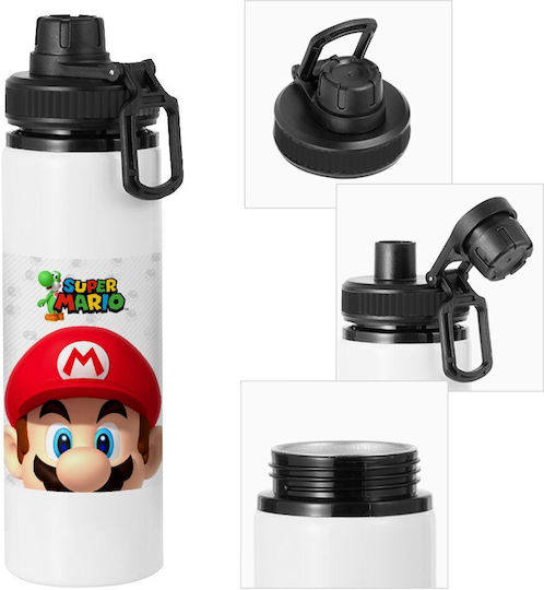 Koupakoupa Kids Water Bottle Super Mario Aluminium with Screw Cap Non Spill 850ml