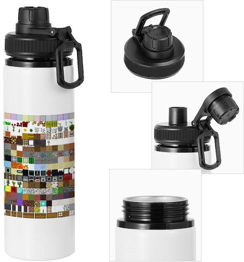 Koupakoupa Kids Water Bottle Minecraft Aluminium with Screw Cap Non Spill 850ml