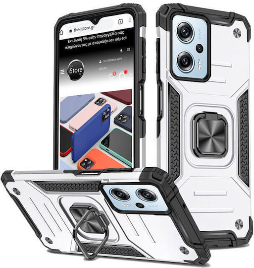 Orso Armor Ringstand Back Cover Πλαστικό Ασημί (Redmi Note 12 Pro+)