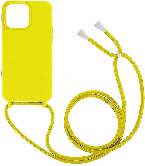 Green On Back Cover Σιλικόνης με Λουράκι Κίτρινο (iPhone 14 Pro Max)