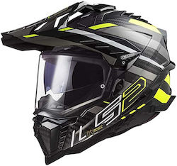 LS2 On-Off Helmet with Pinlock and Sun Visor ECE 22.05 1380gr Black/ Yellow/ Titanium 467017154