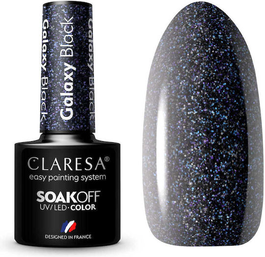 Claresa Ημιμόνιμο Βερνίκι Νυχιών Μαύρο με Glitter 5ml