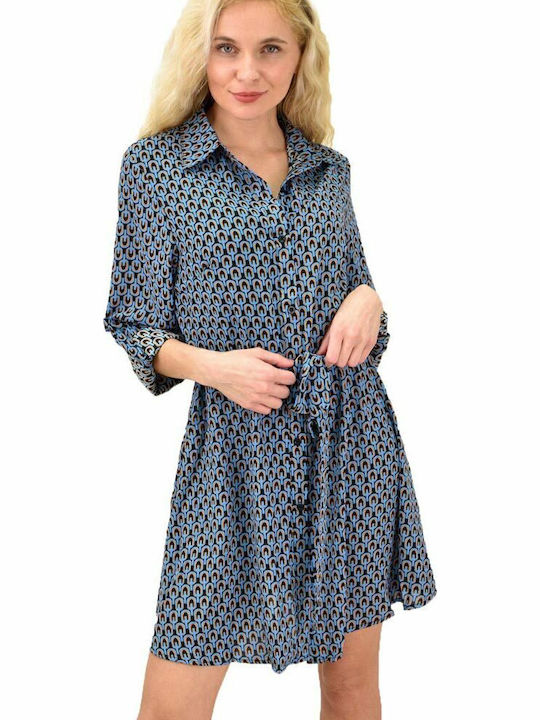 Sommer Mini Hemdkleid Blau