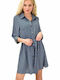 Sommer Mini Hemdkleid Blau