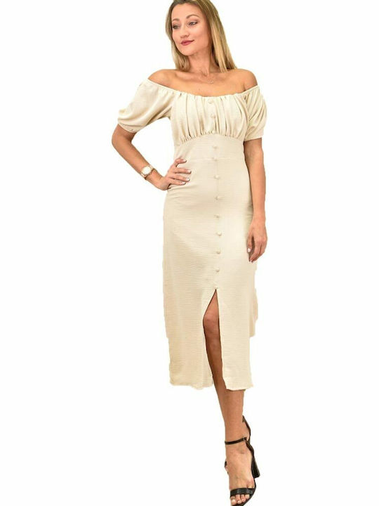 Potre Sommer Midi Hemdkleid Kleid Beige