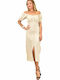 Summer Midi Shirt Dress Dress Beige