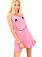 Potre Summer Mini Dress with Ruffle Pink