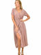 Potre Sommer Midi Kleid Wickel Rosa