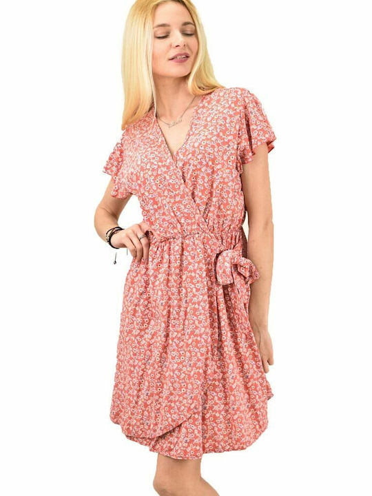 Potre Summer Mini Dress Wrap Pink