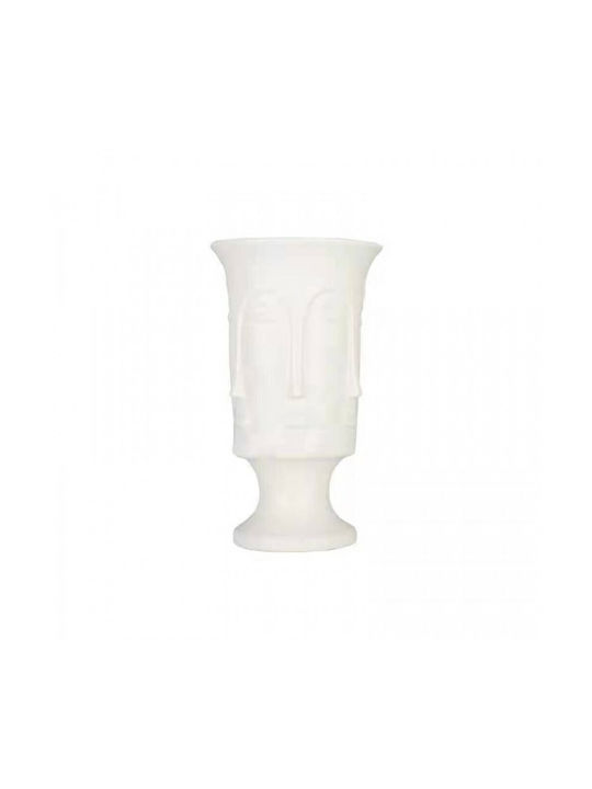 Natural Home Διακοσμητικό Βάζο Κεραμικό Λευκό Φ14xΥ25cm