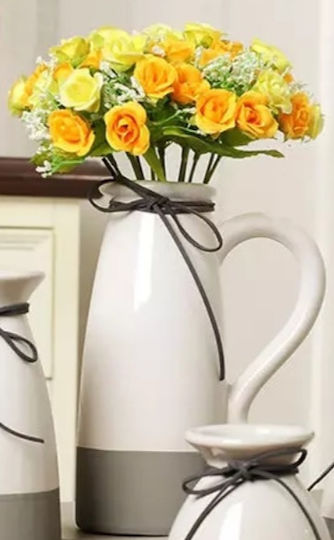 Natural Home Βάζο Κεραμικό Λευκό Y30cm