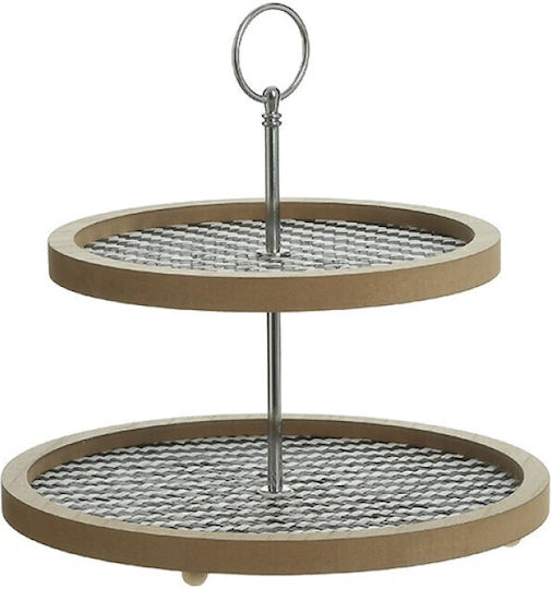 Click Ξύλινη Εταζέρα 2 Ορόφων Καφέ Ø25xY25cm
