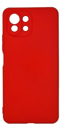 Umschlag Rückseite Silikon Set mit Glas Rot (Mi 11 Lite / 11 Lite 5G / 11 Lite 5G NE)