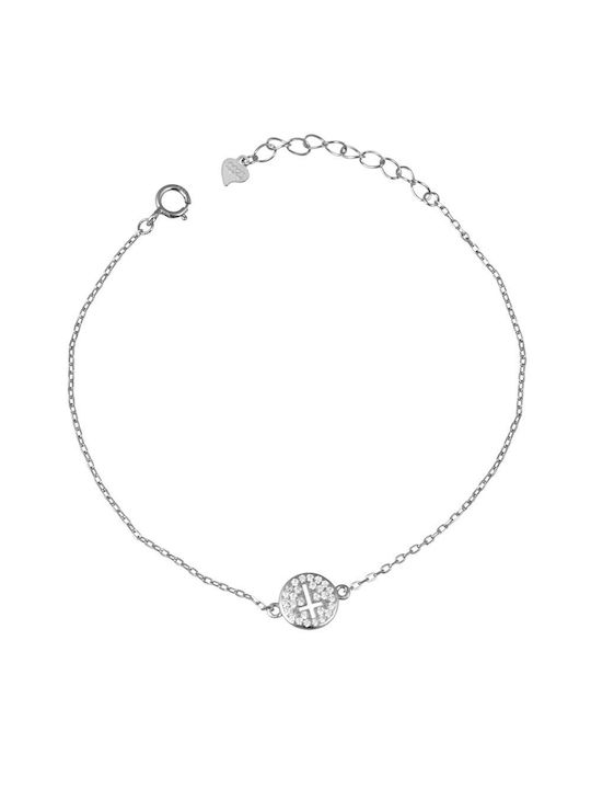Sava Jewellery Damen Armband Kette mit Design Kreuz aus Silber mit Zirkon