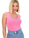 Potre Women's Blouse Sleeveless with V Neckline Pink