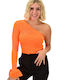 Potre Women's Sweater One Shoulder Orange