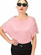 Potre Damen Sommer Bluse Baumwolle Kurzärmelig Rosa