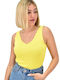 Potre Damen Bluse Ärmellos mit V-Ausschnitt Gelb