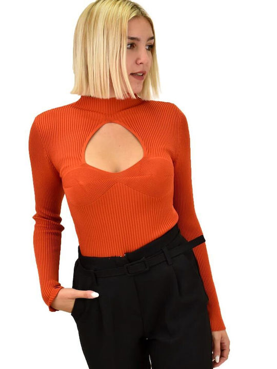 Potre Women's Crop Top Long Sleeve Orange
