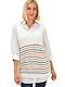 Potre Women's Sleeveless Sweater Striped White