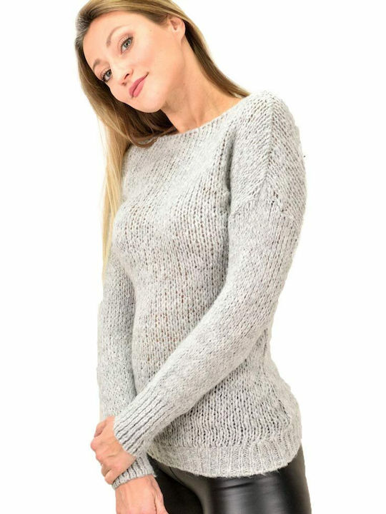 Potre Women's Long Sleeve Pullover Wool Gray