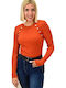 Women's Blouse Long Sleeve Orange