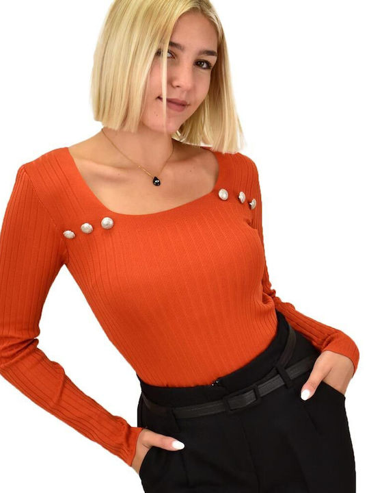 Potre Women's Blouse Long Sleeve Orange