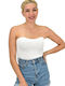 Potre Women's Summer Blouse Strapless White