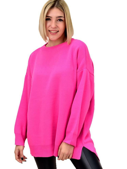 Potre Damen Langarm Pullover Fuchsie